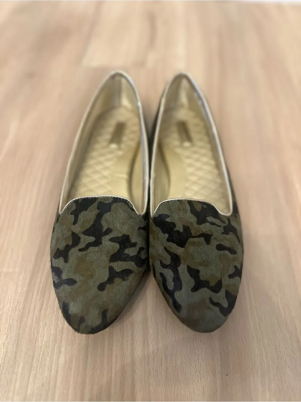 Birdies The Blackbird Olive Green Camo Pointed-Toe Flats Loafers
